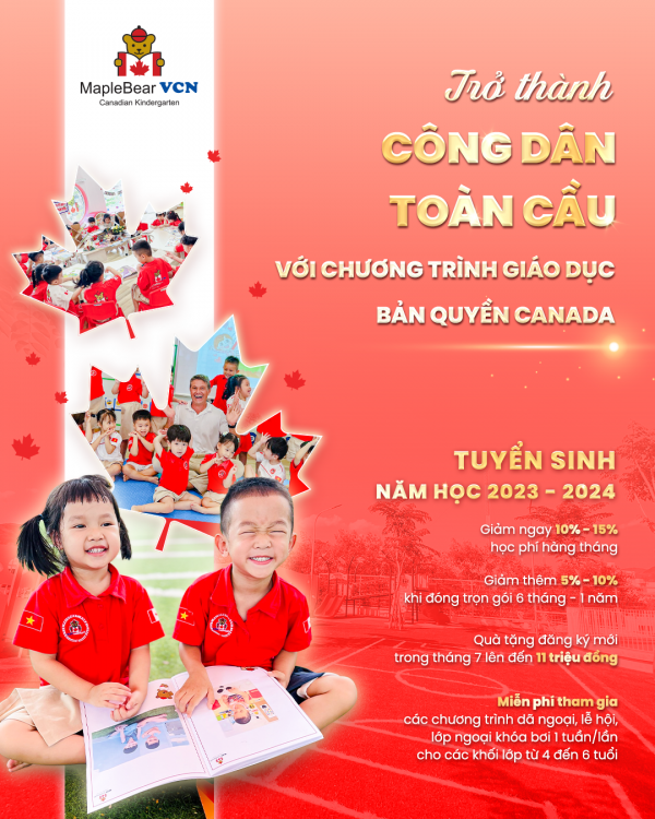 Trường mầm non Maple Bear tuyển sinh năm học 2023 - 2024