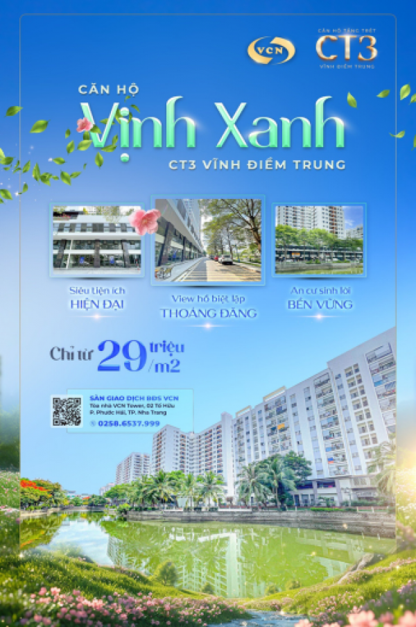 CĂN HỘ VỊNH XANH TẦNG TRỆT CT3 VĨNH ĐIỀM TRUNG