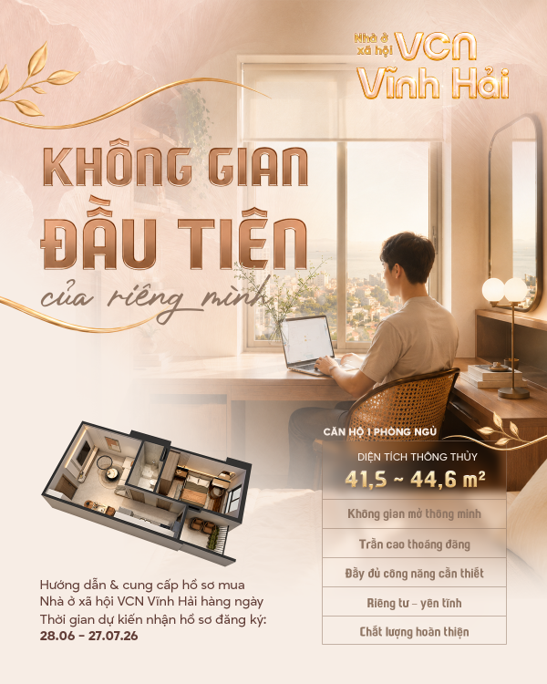 NHÀ Ở XÃ HỘI VCN VĨNH HẢI - CĂN HỘ 1 PHÒNG NGỦ