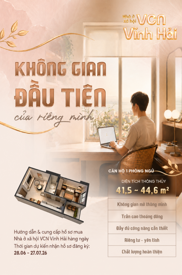 NHÀ Ở XÃ HỘI VCN VĨNH HẢI - CĂN HỘ 1 PHÒNG NGỦ