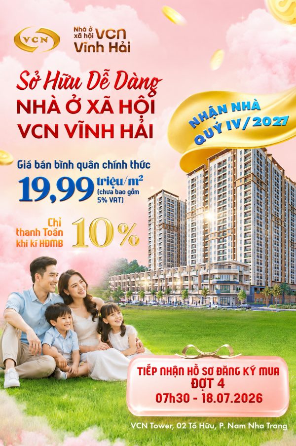 SỞ HỮU CĂN HỘ TẠI NHA TRANG DỄ DÀNG HƠN BAO GIỜ HẾT - Nhà ở xã hội VCN Vĩnh Hải – An tâm nhận nhà vào Quý IV/2027