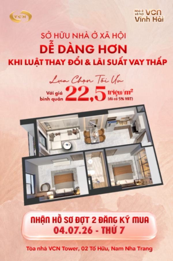 NHÀ Ở XÃ HỘI VCN VĨNH HẢI – LỰA CHỌN TỐI ƯU DÀNH CHO GIA ĐÌNH TRẺ