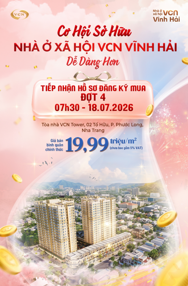 ĐỢT 4 TIẾP NHẬN HỒ SƠ MUA NHÀ Ở XÃ HỘI VCN VĨNH HẢI
