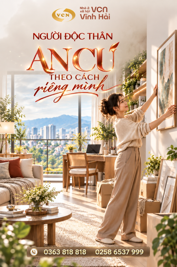 NHÀ Ở XÃ HỘI VCN VĨNH HẢI - NGƯỜI ĐỘC THÂN, AN CƯ THEO CÁCH RIÊNG MÌNH